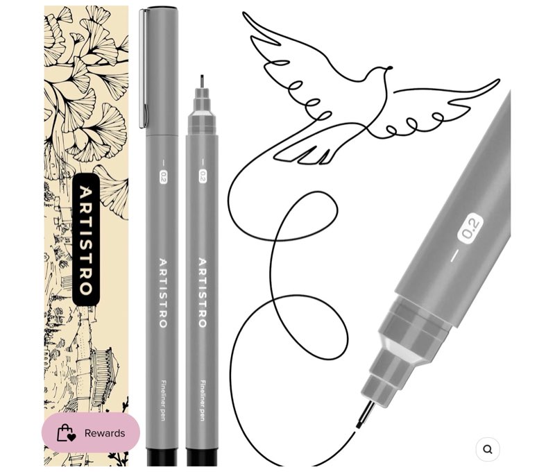 ARTISTRO SET OF 2 FINELINER PENS, BLACK MICRO PENS FOR DRAWING, WATERPROOF ARCHIVAL INK, ULTRA FINE TIP PENS FOR ILLUSTRATION, TECHNICAL PEN, SKETCHING, WRITING, DRAWING, JOURNALING, PAIR OF FINE TIP
