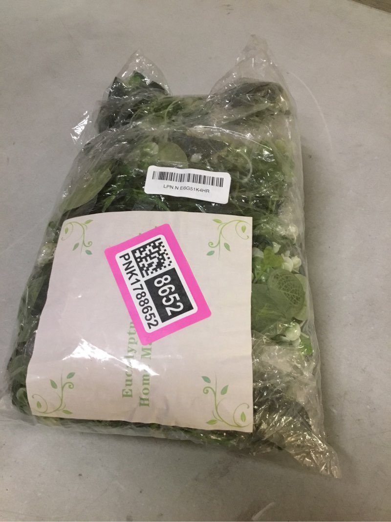 Condition photo showing Good Condition for eucalyptus garland with white flowers 4pack: 5.9ft artificial faux greenery vines for valentine's day table runner wedding bedroom mantle centerpieces backdrop decorations