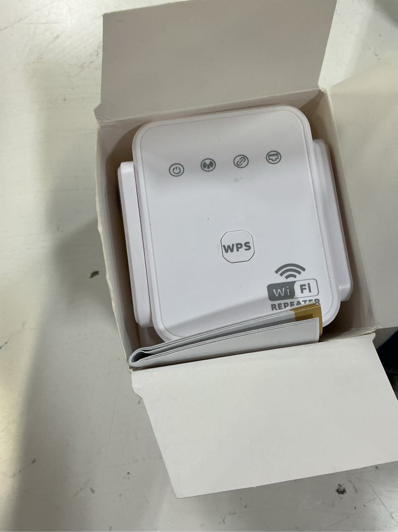 Condition photo showing Good Condition for 1200mbps wifi extender signal booster for home, dual band 5ghz/2.4ghz wireless internet repeater with 4 external antennas, covers up to 3600 sq.ft & supports 80 devices, ap mode with ethernet port white