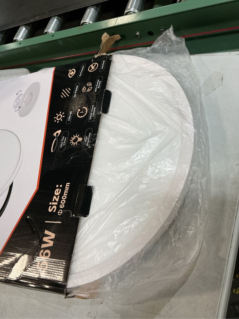 Condition photo showing Good Condition for 24 Inch Flush Mount Ceiling Light, 56W 5600 lm Ceiling Light Fixture with 3 CCT Selectable 3000K/4000K/ 6500K(Wall Switch Control), Slim Round Surface Mount LED Light Fixture for Kitchen Bedroom 24inch