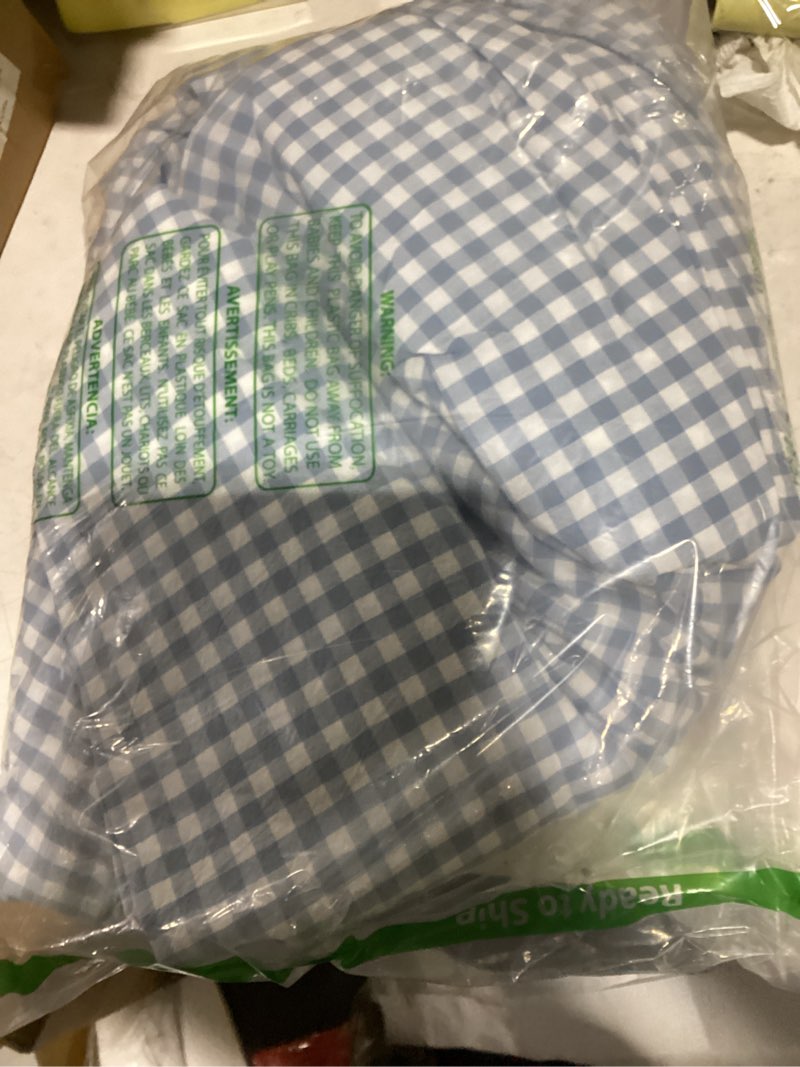 Condition photo showing Good Condition for susybao gingham duvet cover king 100% washed cotton light blue plaid duvet cover 3 pieces set 1 blue grid duvet cover with zipper ties 2 pillowcases luxury soft gingham bedding set breathable durable king pale blue gingham