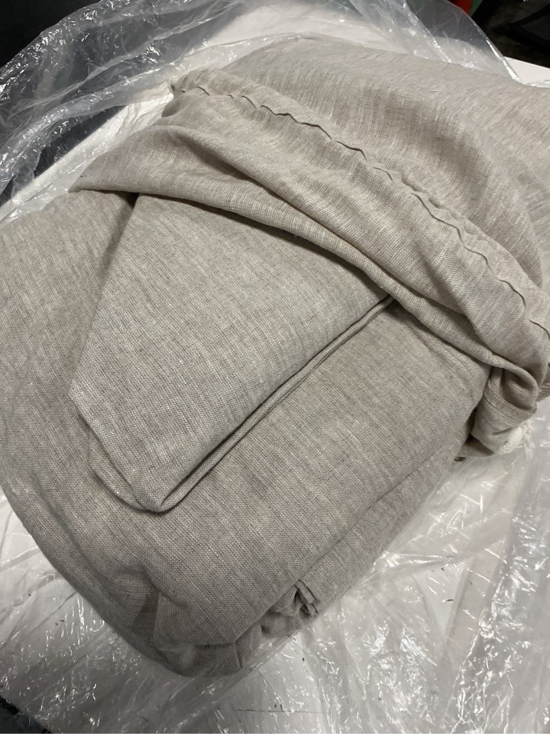 Condition photo showing As Is for european linen chambray sheet set, king, natural