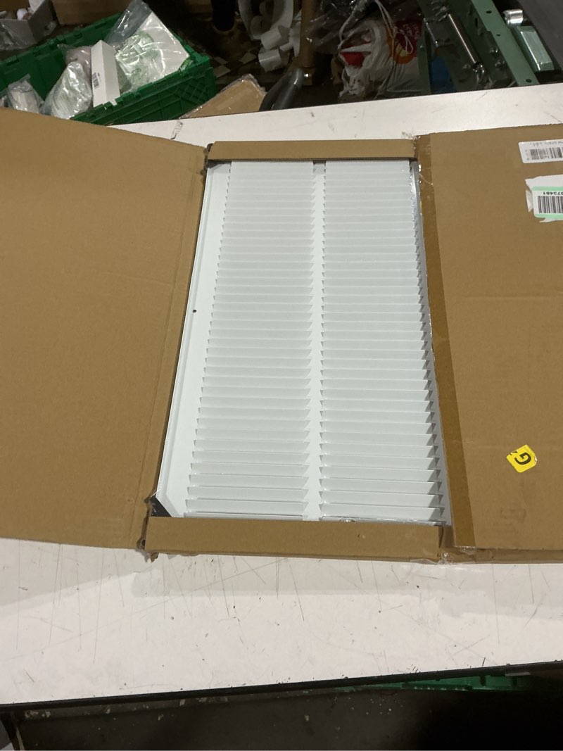 Condition photo showing Good Condition for fits 20x20 duct opening | steel return air grille by handua | vent cover grill for sidewall and ceiling | white | hvac cold air intake grille | outer dimensions: 21.75"w x 21.75" 1 20"w x 20"h [duct opening]