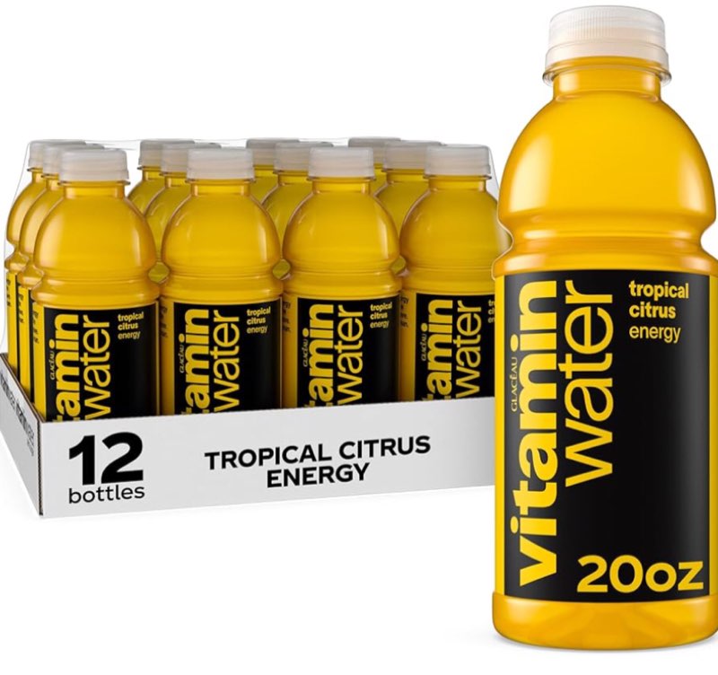 vitaminwater Energy Tropical Citrus Nutrient Enhanced Flavored Water Beverage, 20 fl oz Bottles, 12 Pack
