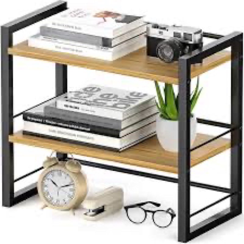 Office Desk Shelf Organizer, Wood Desktop Bookshelf Supplies Storage Rack, Shelf for Top of Desk and Dresser and Cubicle Decor Aesthetic Bookshelf (Black Wood-three Tier, 11.81 Lx7.87 Wx22.05 H) Black Wood-three Tier 11.81Lx7.87Wx22.05H