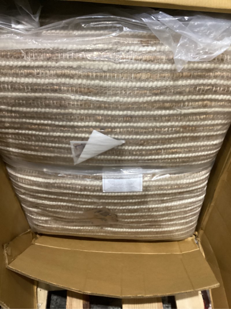 Condition photo showing Good Condition for frelish decor area rug 9x12 feet - premium wool and jute blend handwoven rugs - natural fiber chunky stripe design for living room, bedroom, hallways, dining area(9' x 12' - natural ivory) 9' x 12' (rectangular) natural jute wool