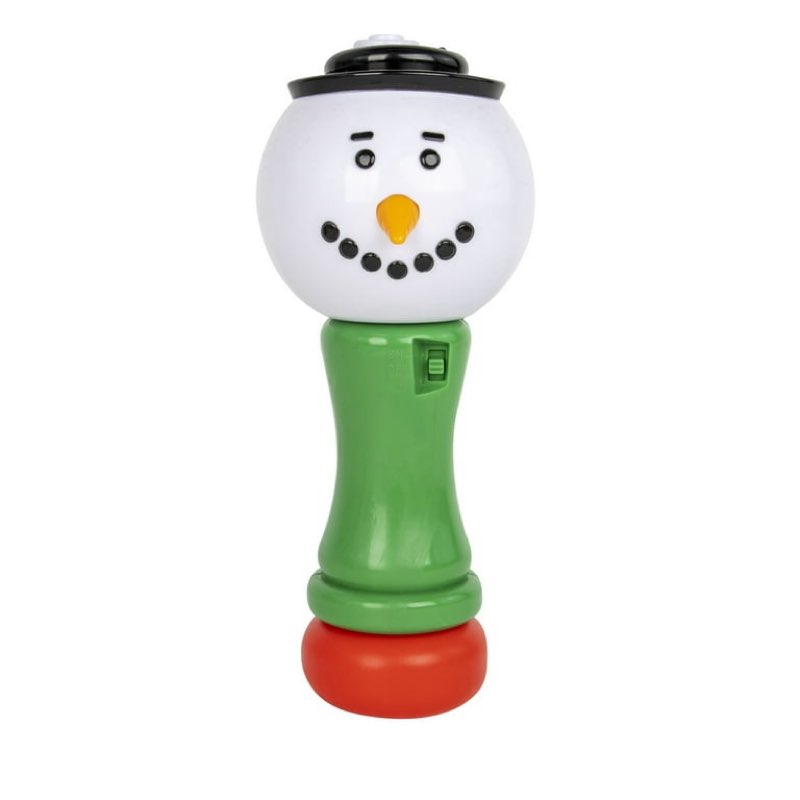 (Pack Of 4) Holiday Snowman Bubble Wand, Included 2.2floz Bubble Solution. Batteries required (not included)