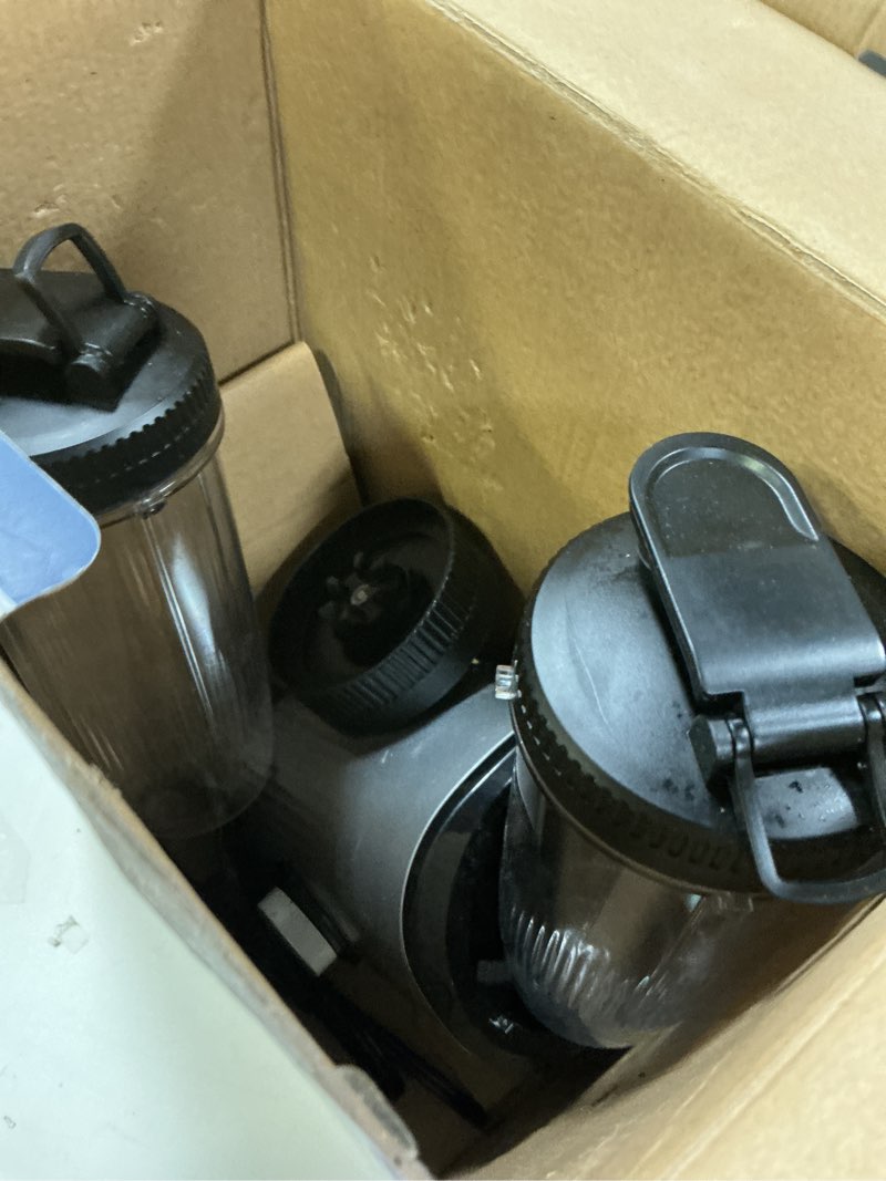 Condition photo showing As Is for ganiza blender for smoothies, 14 pcs smoothie blender for kitchen, max 1300w portable blenders for shakes ice crushing grinding & more with 2 x 37 oz, 23 oz cups, perfect for home & on - the - go black