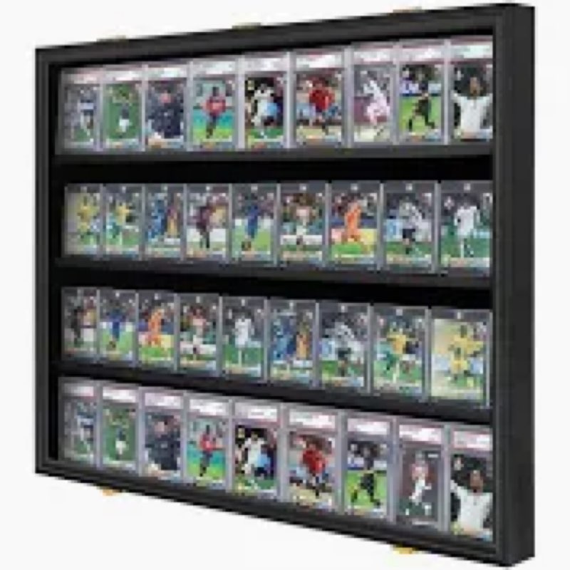 Temgee 36 Graded Sports Card Display Case with LED - Lockable Trading Card Collector Wall Display Ho