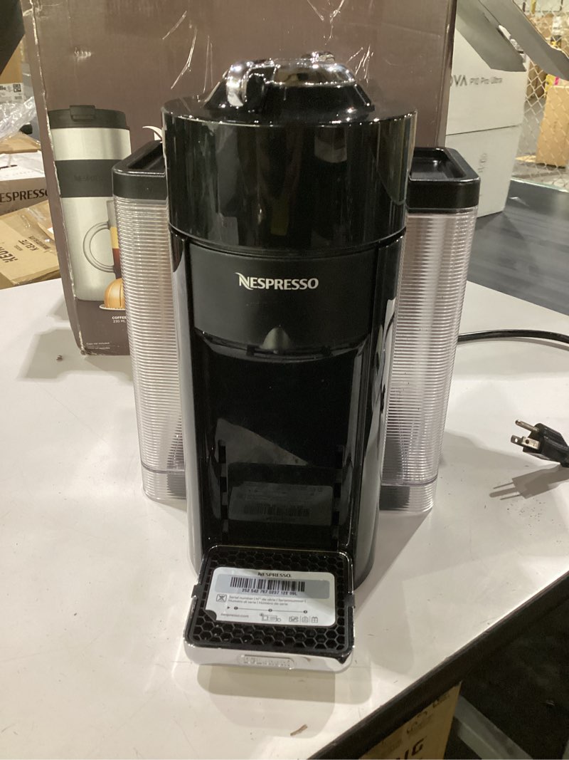 Condition photo showing Good Condition for nespresso vertuo coffee and espresso maker by de'longhi, piano black machine only black