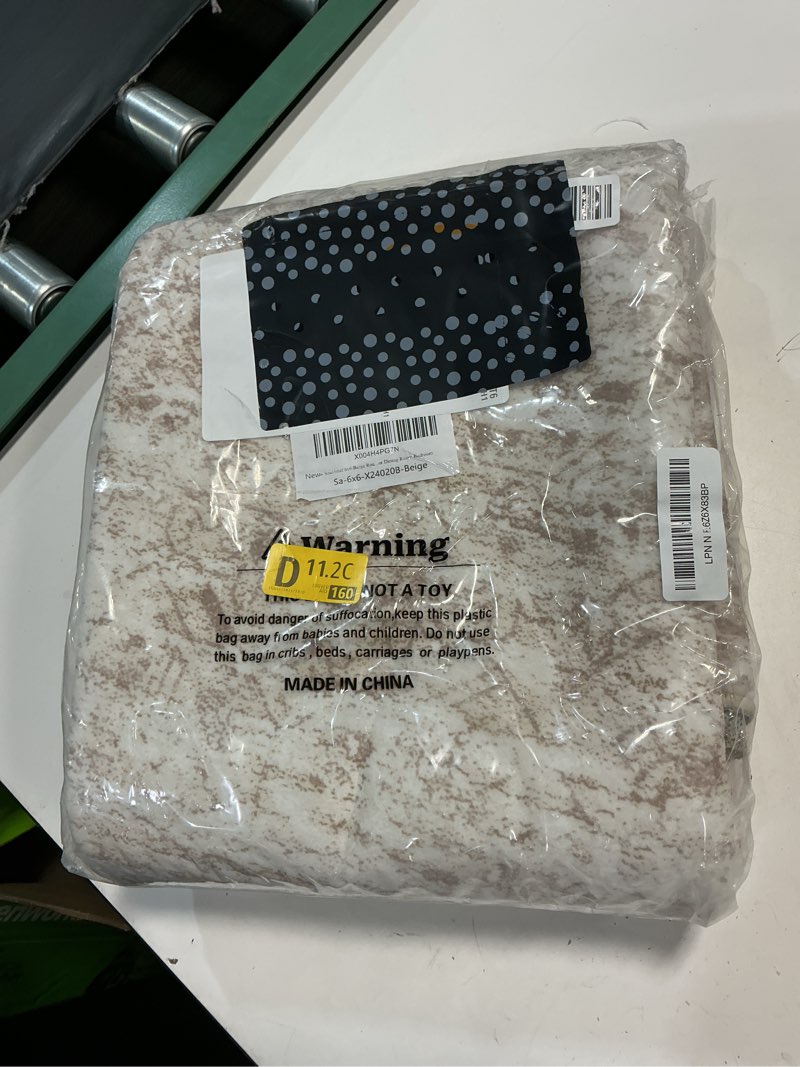 Condition photo showing Good Condition for soalmost 6x6 beige round rug 6ft circle living room area rugs non-slip | washable vintage indoor carpet for dining bedroom, low pile stain resistant foldable floor mat entryway home office decor