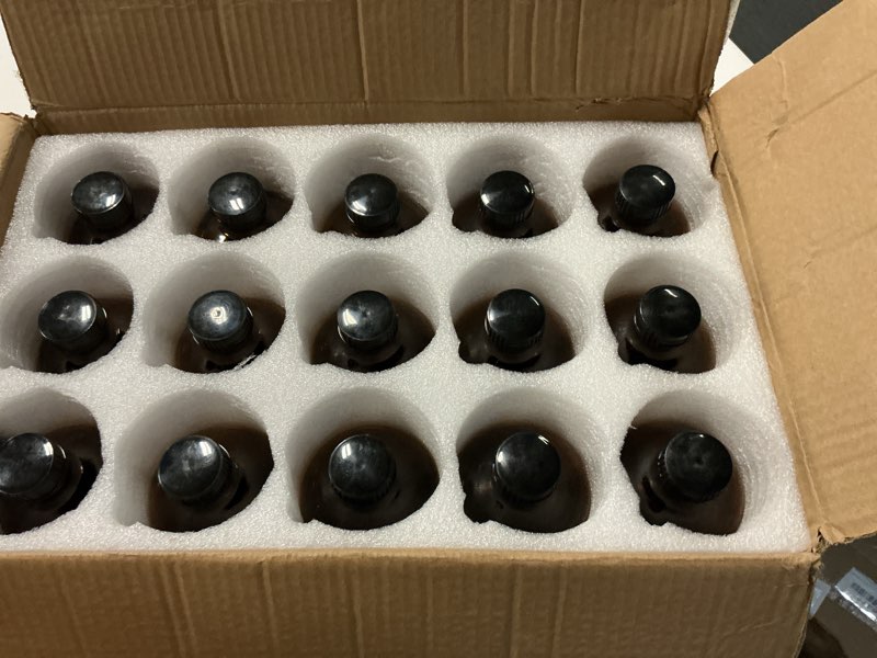 Condition photo showing Good Condition for maredash 8 oz amber glass bottles, 15 pack glass storage bottles with black caps , with funnels, dropper & brush)
