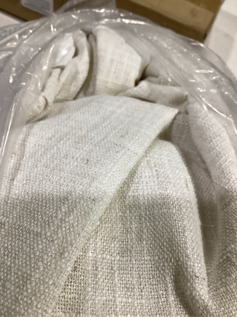 Condition photo showing Good Condition for miulee pinch pleated thick linen curtains 86 inches long 2 panels set for living room bedroom, linen textured drapes pinch pleat back tab light filtering natural farmhouse semi sheer window curtains 40"w x 86"l (pack of 2) natural