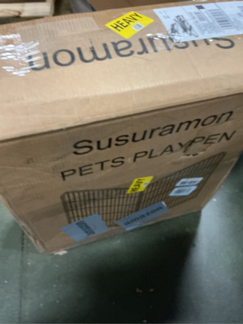 Condition photo showing New/Like New for Dog Playpen,24 32 40 48 in(H) Pet Fence Outdoor for Rv Camping,Garden Fence Small Animal Barrie for Yard,11Ft(L)-56Ft(L) Black Metal Temporary Fencing 24Inch 14 Panels+2 Gate