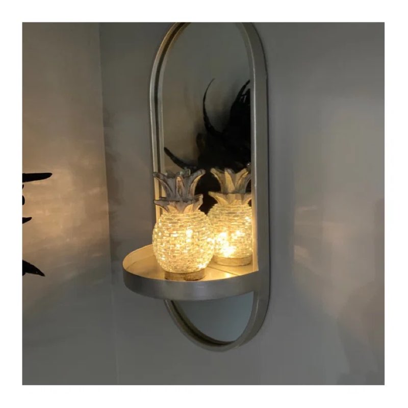 Lumi Metal Flat Mirror with Shelves