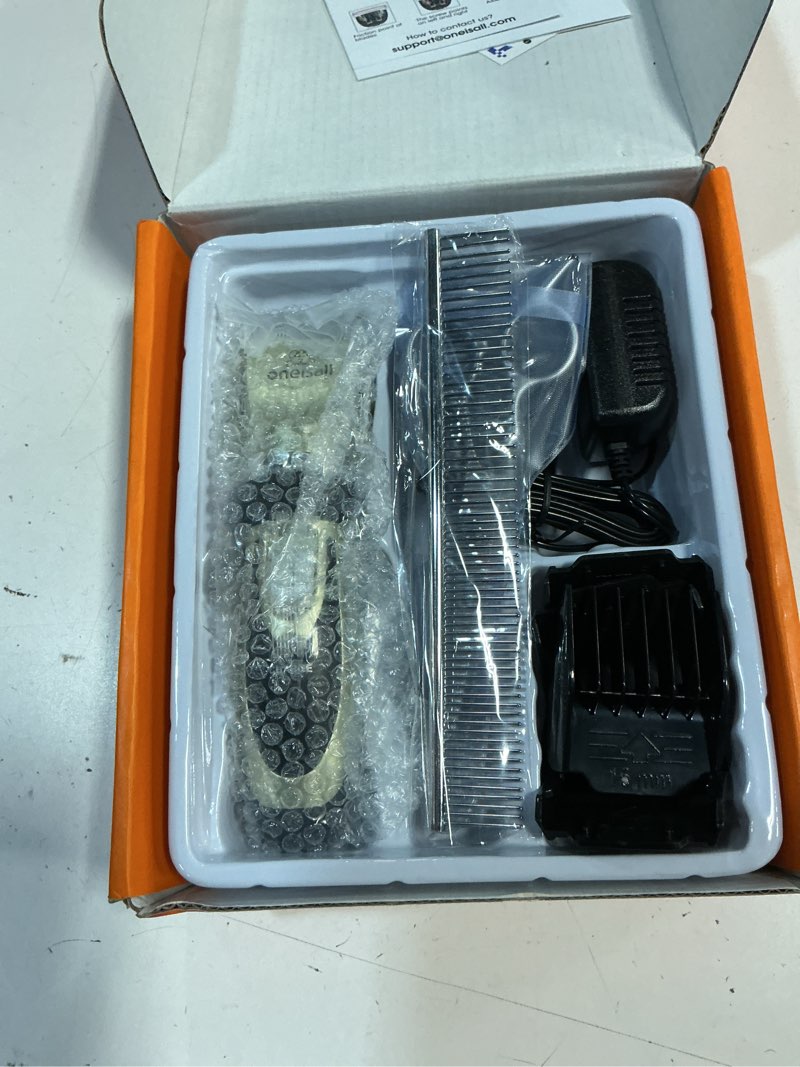 Condition photo showing Good Condition for oneisall dog clipper low noise, dog grooming kit with rechargeable, pet shaver cordless electric quiet hair clipper set for dogs cats pets?gold?