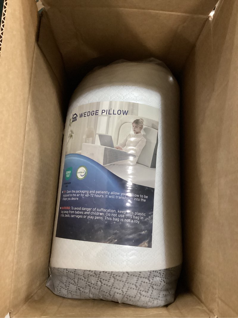 Condition photo showing New/Like New for Wedge Pillow for Sleeping & Resting, 24"x24"x12" Memory Foam Cushion with Grey White Patterned Polyester Cover, Ideal for Bedroom & Living Room – Comfortable Support for Adults Grey & White 12 inch