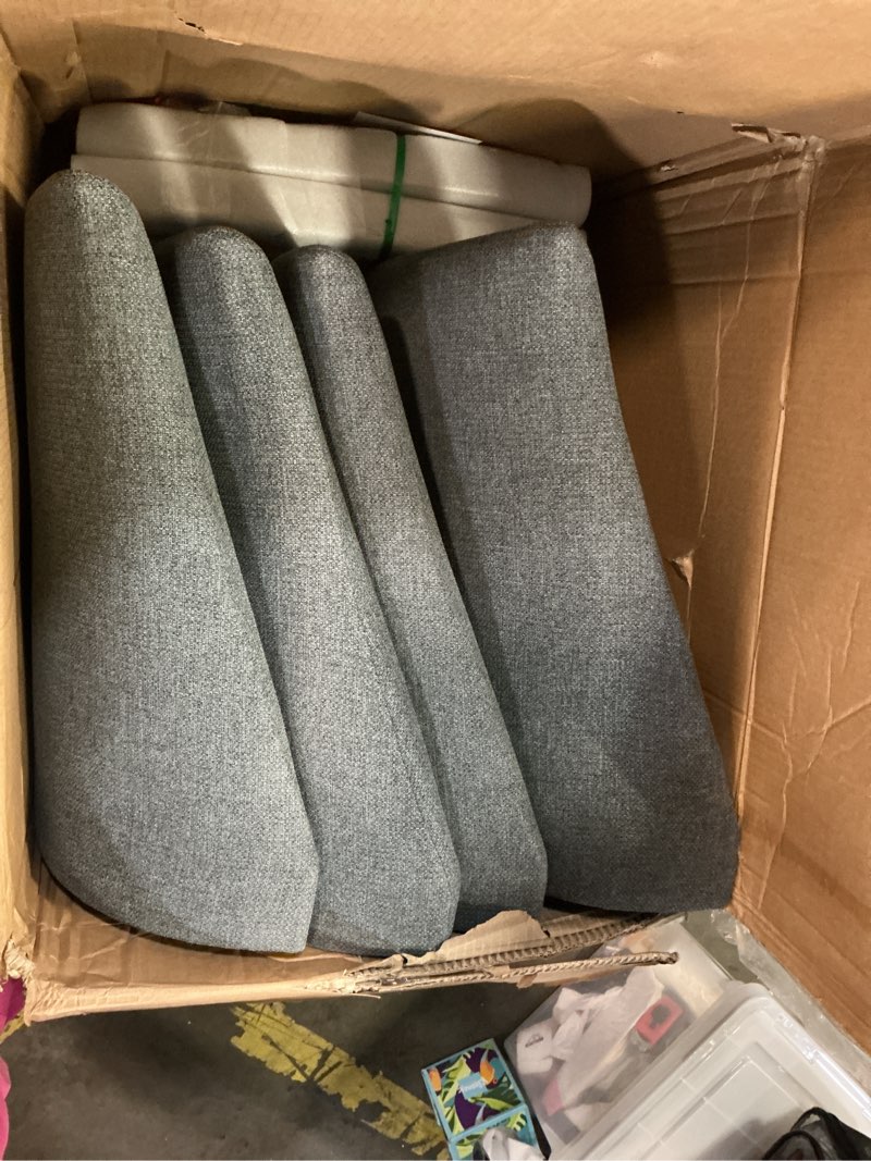 Condition photo showing New/Like New for COLAMY Upholstered Dining Chairs Set of 4, Mid Century Modern Kitchen Chairs with Back, Farmhouse Fabric Side Dining Room Chairs with Wood Legs for Dining Room Restaurant, Dark Grey Upholstered Dining Chairs Dark Grey Set of 4