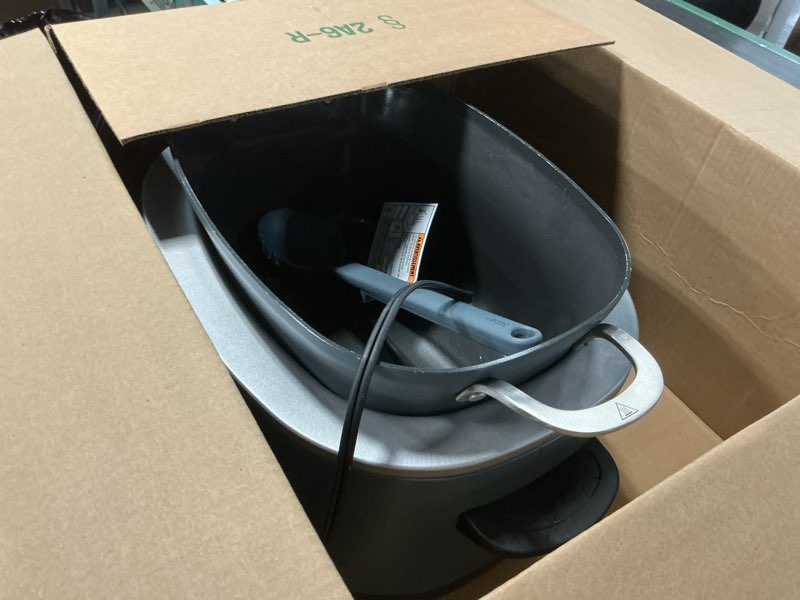 Condition photo showing As Is for Ninja MC1001 Foodi PossibleCooker PRO 8.5 Quart Multi-Cooker, with 8-in-1 Slow Cooker, Dutch Oven, Steamer, Glass Lid Integrated Spoon, Nonstick, Oven Safe Pot to 500°F, Sea Salt Gray