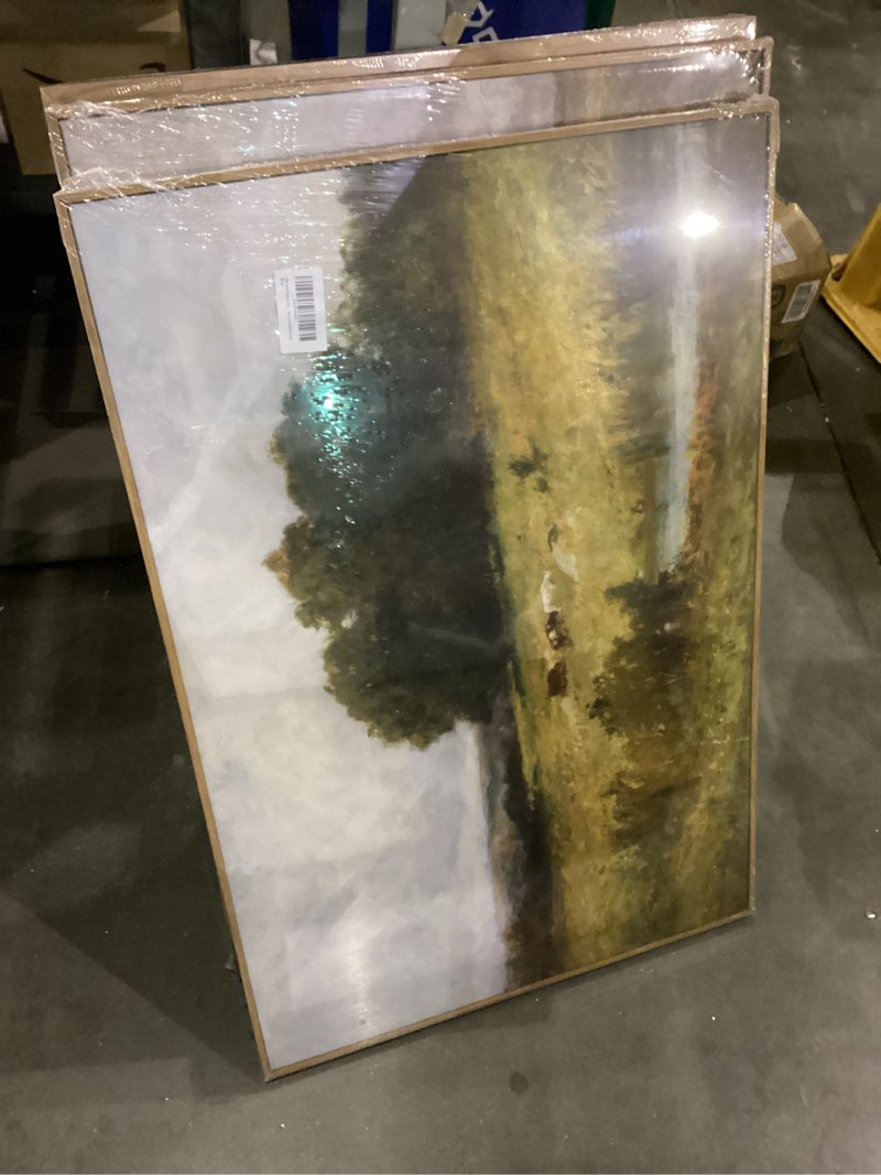 Condition photo showing New/Like New for OIQArtOIQ Vintage Landscape Canvas Wall Art Framed Natural Scenery Painting Artwork Prints France Country Wilderness Farmhouse Decor Pictures Kitchen Bedroom Living Room Bathroom Wild cow Framed 8x10 in