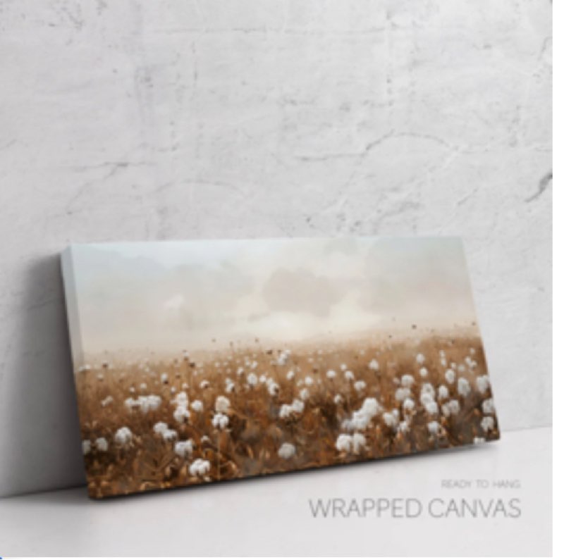Nature Wall Art, Cotton Field Painting, Wildflower Large Wall Art Print, Botanical Art