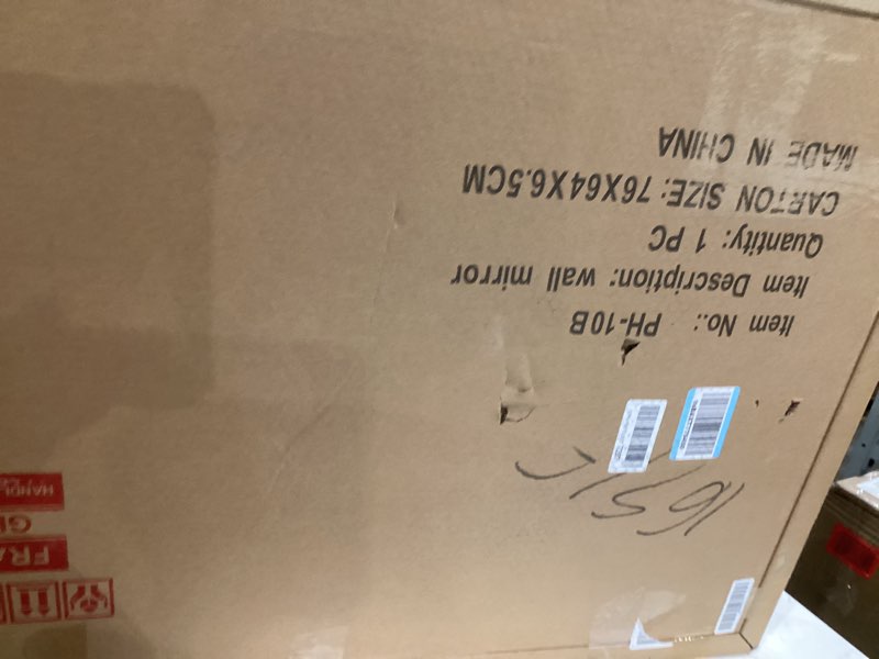 Condition photo showing New/Like New for Bathroom Mirror with Shelf for Shaving, 23.6x29.9 Inch Wall-Mounted Rectangle Metal Mirror with Storage, Matte Black Vanity Mirror with Rounded Corners for Over Sink, Decor(Black/23.6x29.9 in) Black 23.6"L x 29.9"W