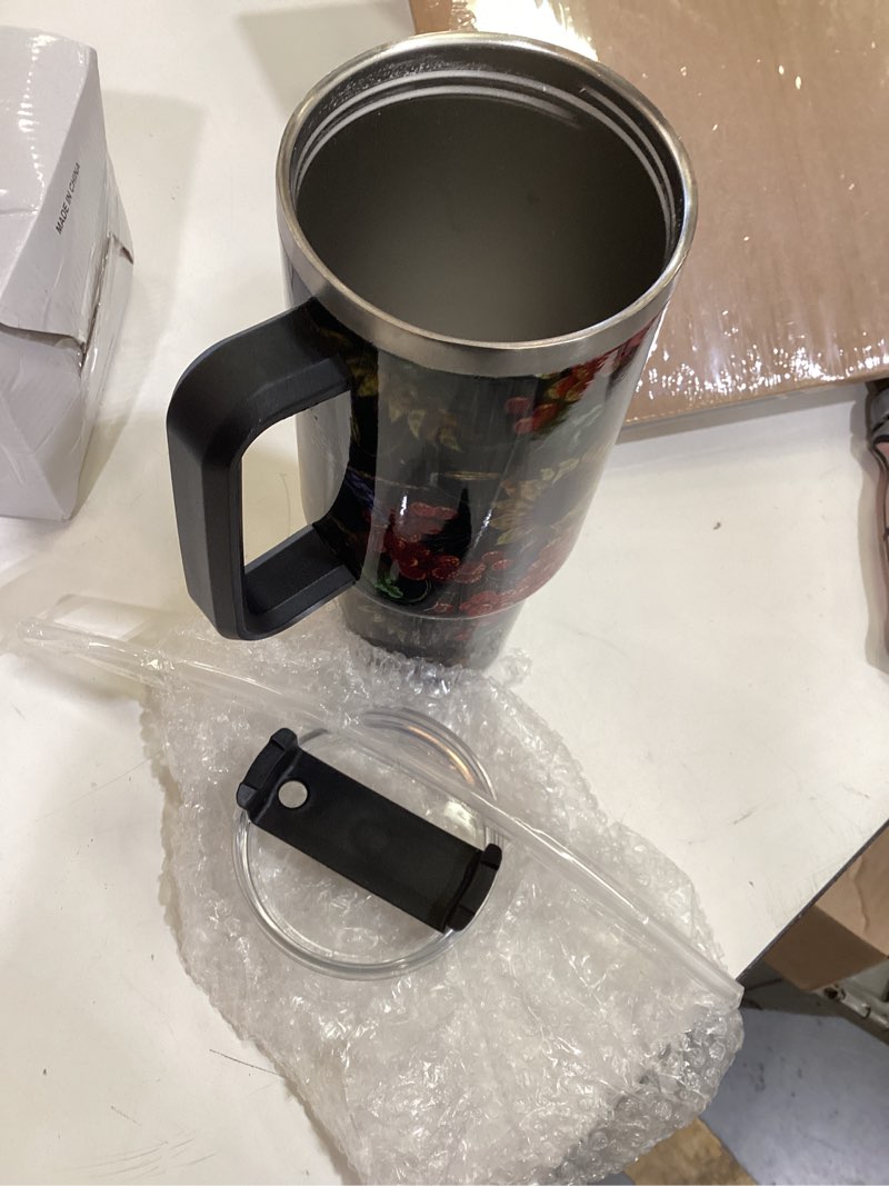 Condition photo showing As Is for sunflower dragonfly 40oz tumbler with handle gifts for son reusable water bottles for home damaged