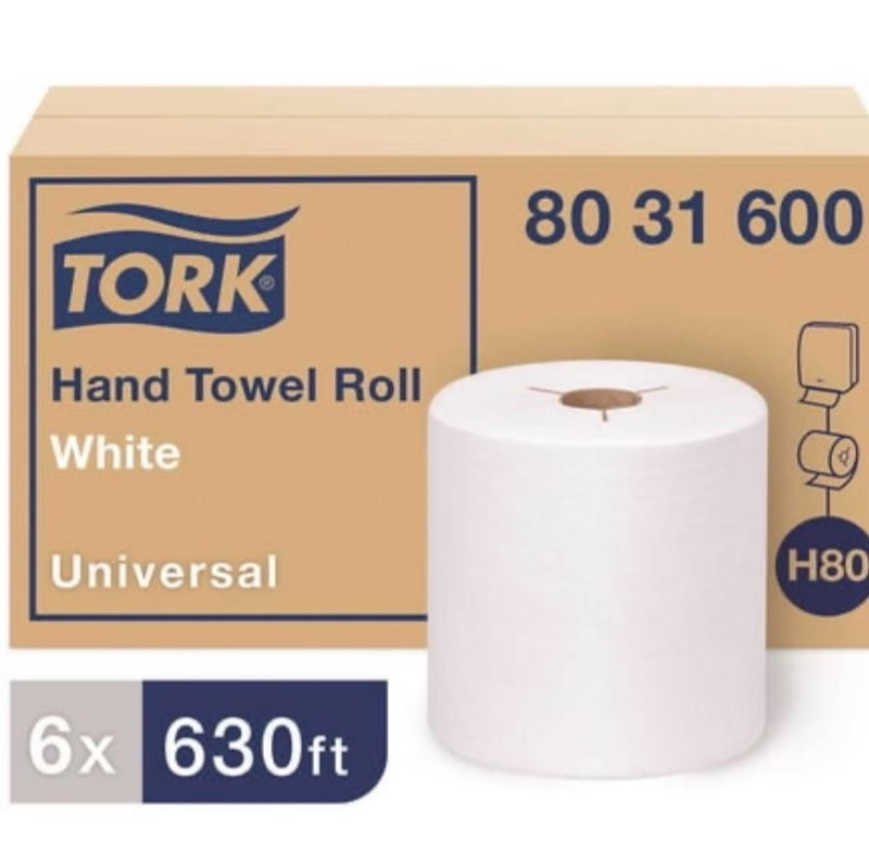 tork 8031600 universal white 8 in. controlled hardwound paper towels (630 ft./roll  ) - pack of 6