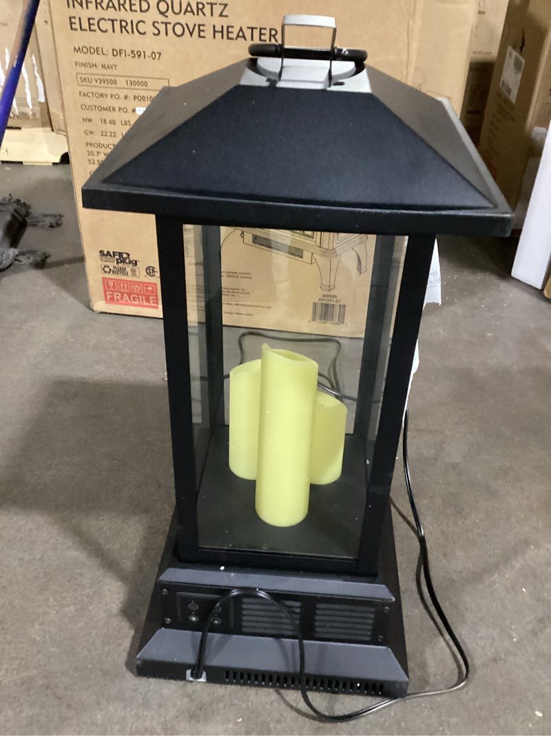 Condition photo showing Good Condition for Duraflame 28 in. Electric Lantern with Infrared Heat and Remote Control in Black