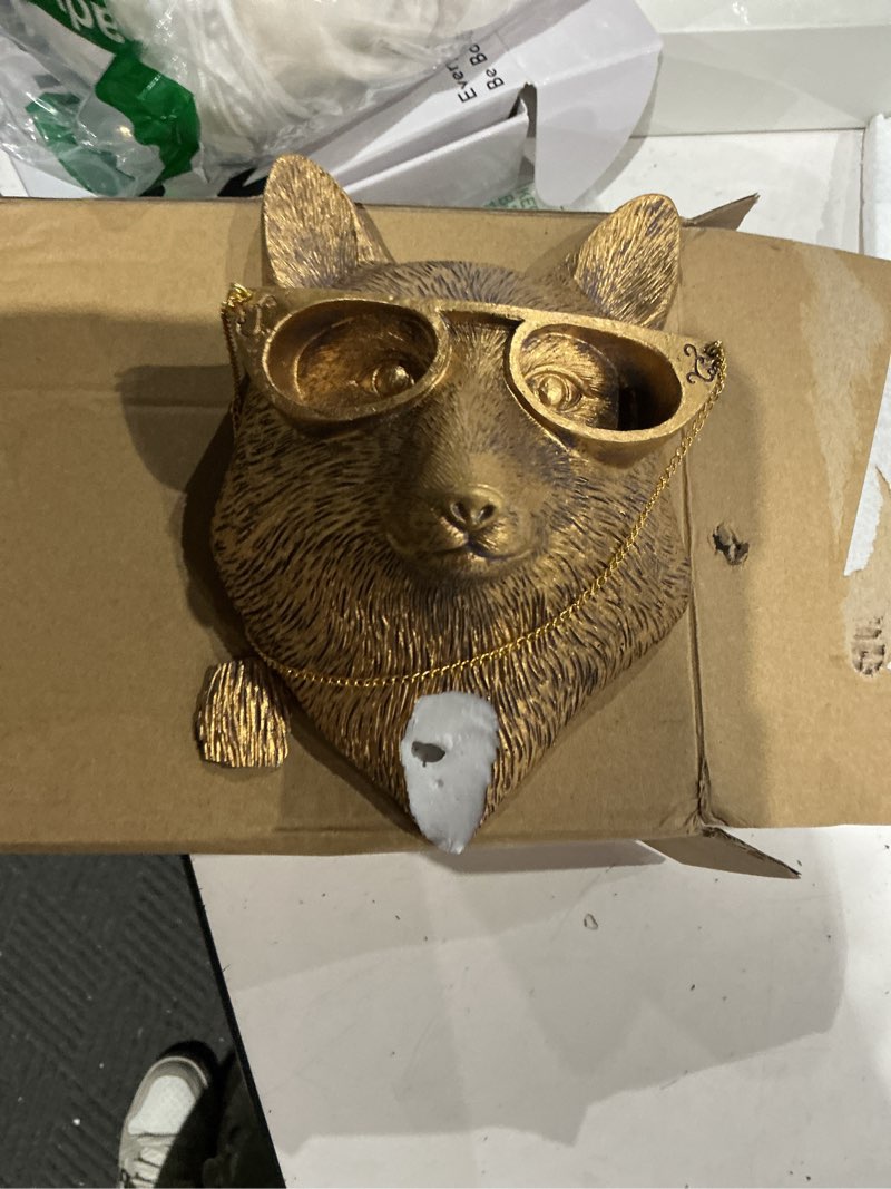 Condition photo showing As Is for uitwmktg gold animal head wall decor wall sculpture home decor statue for living room office bedroom modern decor for men women fox