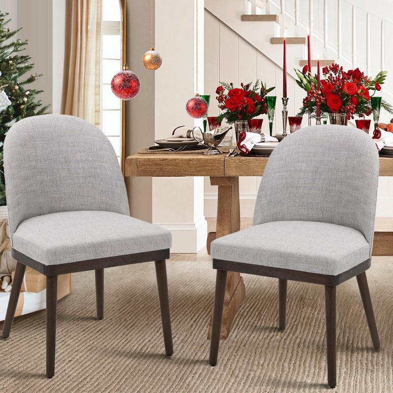 colamy upholstered dining chairs set of 2, large dining room kitchen chairs with high back and deep seat, modern fabric dinner chairs with wood legs, beige beige set of 2 fabric dining chairs