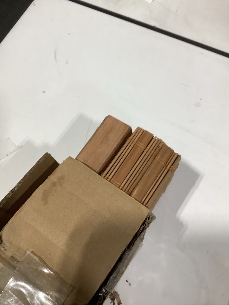Condition photo showing Good Condition for chicology bamboo roman shades - customer favorite light filtering blinds for windows, premium quality, ideal for home, squirrel brown, 34"w x 64"h 34"w x 64"h squirrel