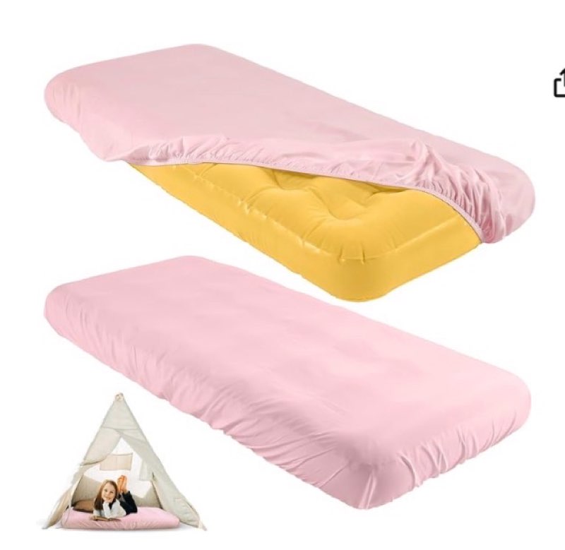 breling kids air mattress fitted sheets compatible with intex cozy kidz (sheet only) toddler inflatable mattress sheets for kids sleepover party travel camping airbed(white,6 pcs) 6 pink 