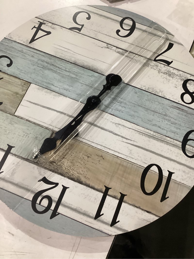 Condition photo showing Good Condition for kecyet wall clock battery operated 18 inch large silent non ticking coastal design country rustic retro decorative for bathroom kitchen living room bedroom blue 18\"