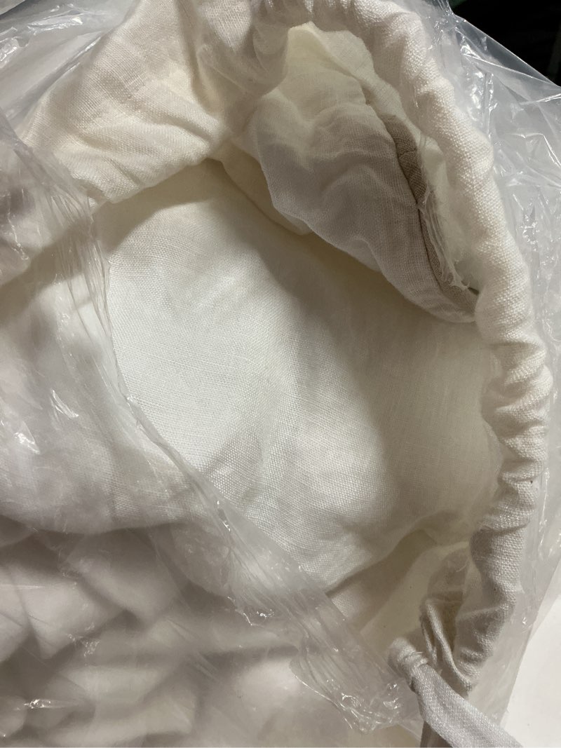 Condition photo showing Good Condition for european linen piped sheet set, queen, white/toffee