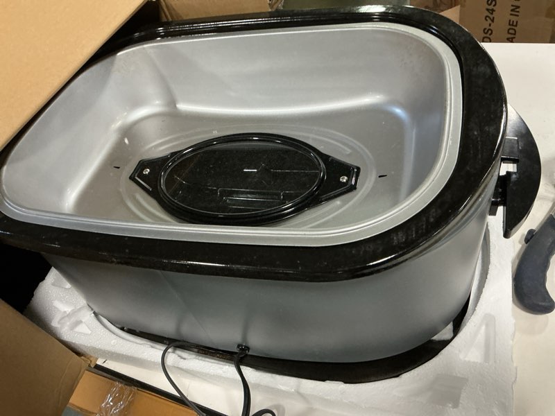 Condition photo showing As Is for RoyalCraft 26-Quart Electric Roaster Oven with Visible Self-Basting Lid, Turkey Roaster Oven with Re