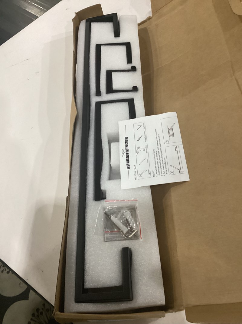 Condition photo showing Good Condition for 4 pieces bathroom hardware accessories set black towel bar towel holder robe hook toilet paper holder stainless steel,q8-p4bk