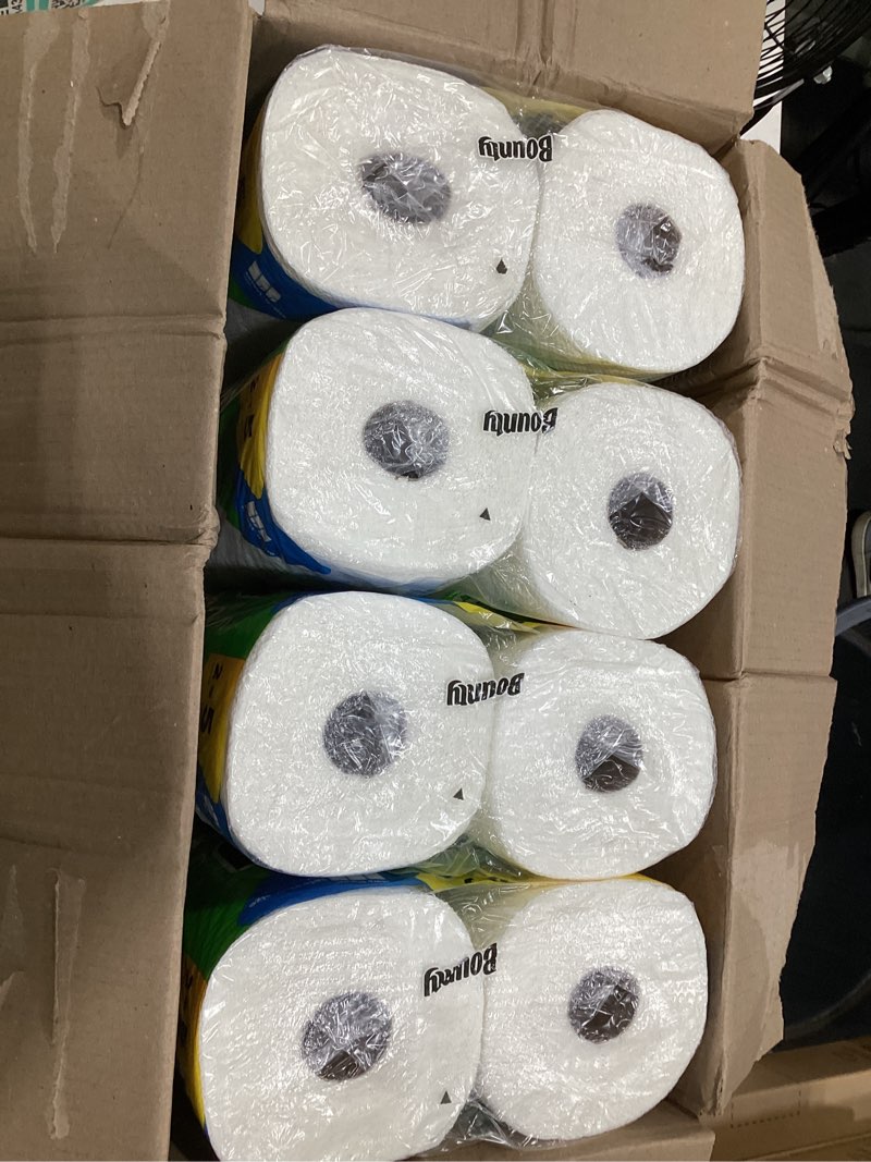Condition photo showing New/Like New for bounty quick-size paper towels, white, 8 family triple rolls = 27 regular rolls family triple 8 rolls (141 sheets)
