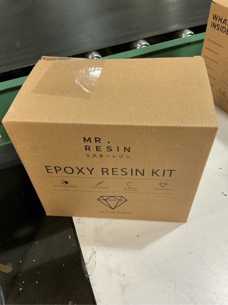Condition photo showing Good Condition for 64 oz epoxy resin kit by mr. resin crystal clear epoxy resin for arts & crafts : cures in 24 hours! river tables, molds, keychains & more! 64 fluid ounces