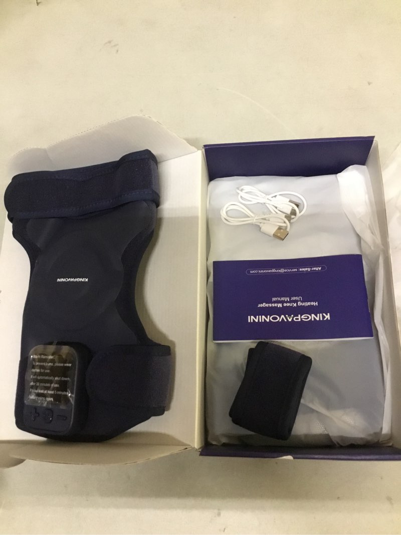 Condition photo showing Good Condition for kingpavonini cordless knee massager for pain relief, newly 4 motors vibration, 5 heat levels, 6 massage modes, knee heating pad for knee pain, heated knee massager brace, for mom dad (blue 2.0)