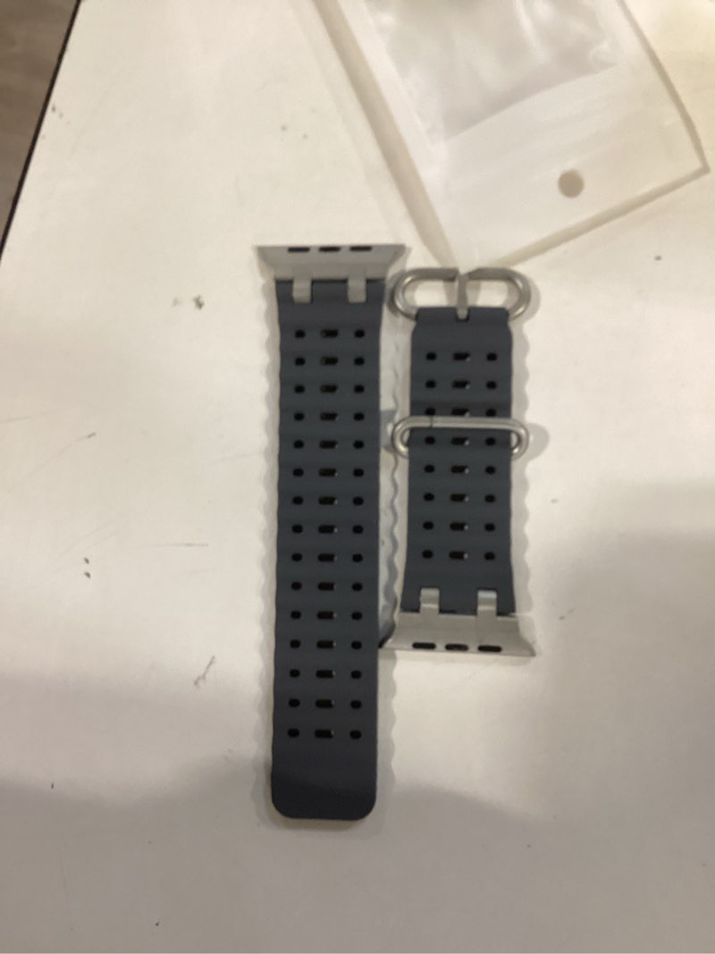 Condition photo showing Good Condition for upgraded ocean band compatible with apple watch ultra 3/2/1 49mm, s11/s10 46mm, 9/8/7 45mm, se3/se2/se/6/5/4 44mm, 3/2/1 42mm, metal connector breathable sport watch strap for men women silver/anchor blue regular