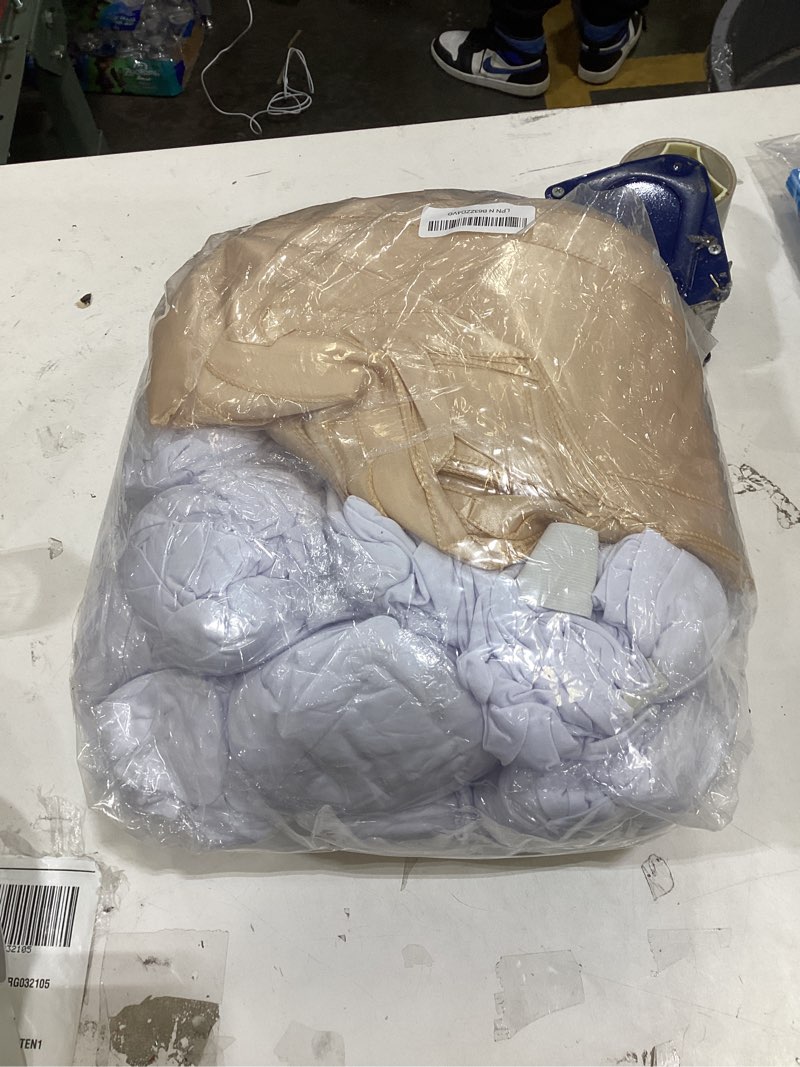 Condition photo showing New/Like New for Lounsweer 50 Pcs Folding Chair Cover Set with 25 Stretch Spandex Slipcovers 25 Satin Chair Sashes Bows Ribbon Washable Banquet Protector for Wedding Event Party(White, Light Champagne)