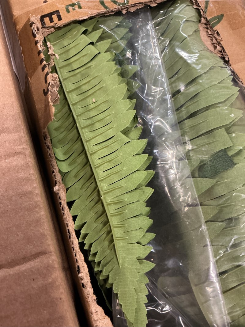 Condition photo showing New/Like New for artificial boston fern bush - set of 2 45inch fake ferns with 55 fronds, large hanging faux plants decor, uv resistant faux fern vines silk greenery for outdoor indoor, porch, farms, patio green 45"- 55 leaves