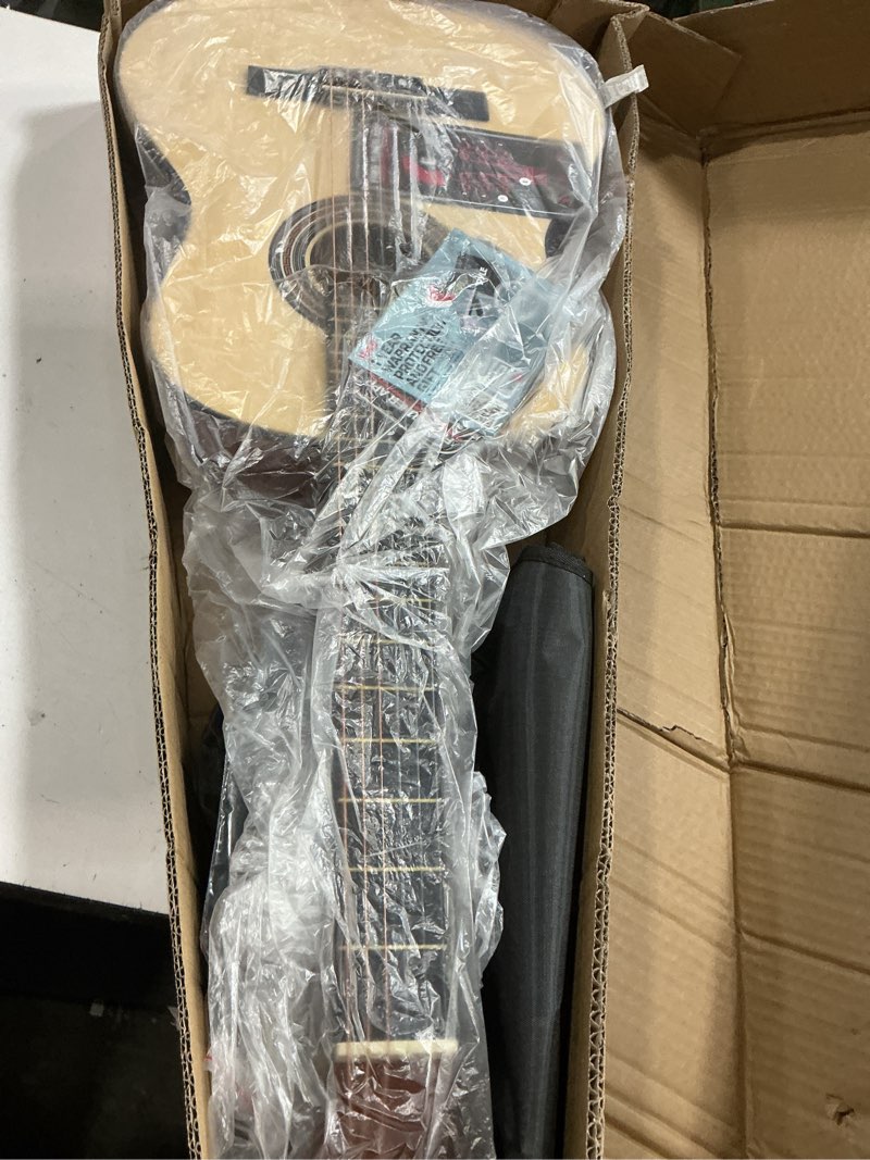 Condition photo showing New/Like New for pyle left handed beginner acoustic guitar kit, 4/4 full size all wood build nylon string instrument with capo, strap, extra string set, gig bag, guitars for beginners adults youth, 39" natural gloss natural gloss 39" left handed