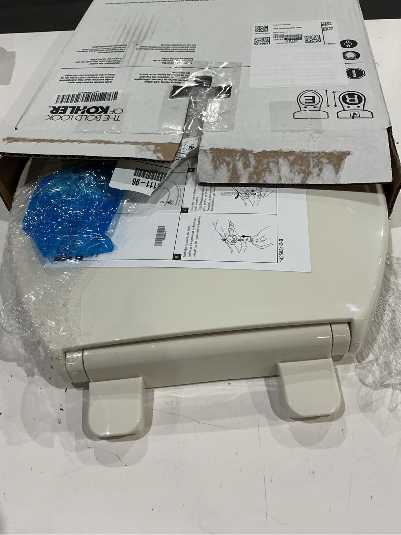 Condition photo showing Good Condition for kohler 20111-96 brevia, slow close toilet seat, round toilet seat, grip-tight bumpers quick-attach hardware, biscuit biscuit round quiet-close