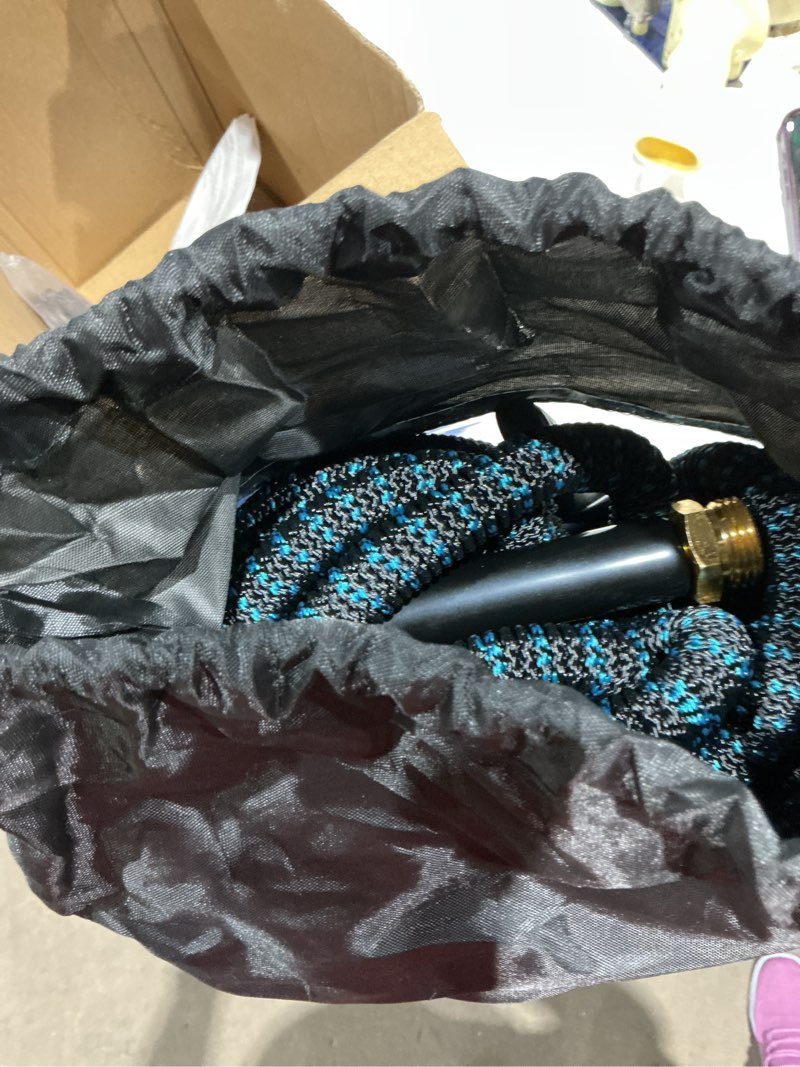 Condition photo showing Good Condition for non-expandable garden hose 150 ft, lightweight hose with 10 function spray nozzle, kink-free flexible water hose, durable, leak-proof, 360° swivel connectors, portable storage strap blue 150ft