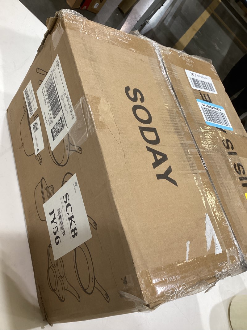 Condition photo showing Good Condition for 17 Pcs Pots and Pans Set Non Stick Kitchen Cookware Sets Nonstick Induction Cookware Non-toxic Black Granite Cooking Tools with Stay-Cool Handles, Pot Protectors (PFOS/PFOA Free) Black 17 Pieces