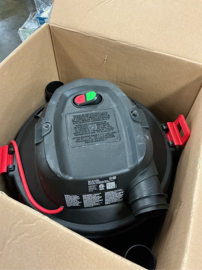 Condition photo showing As Is for shop-vac 14-gallon 6 hp corded wet/dry shop vacuum with accessories included