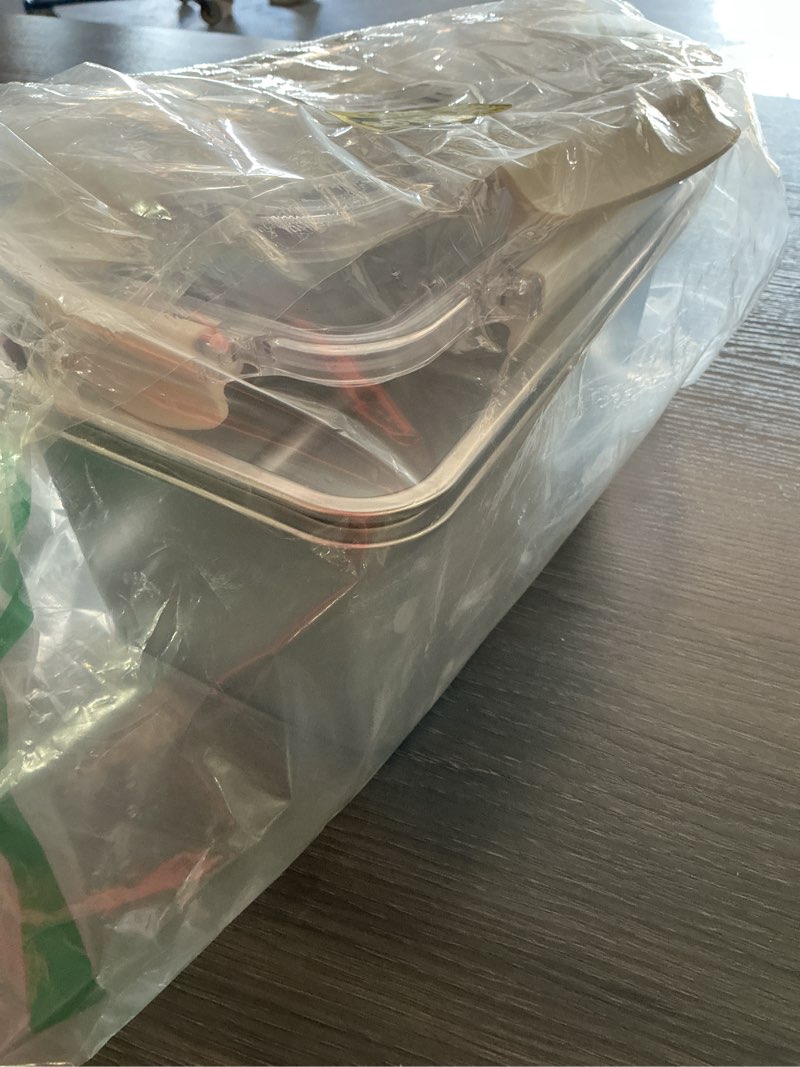 Condition photo showing As Is for 2 pcs food storage containers with lids, 2100 ml / 71 fl oz 304 stainless steel storage box, leakproof bento box, refrigerator & microwave oven safe, safe rust free food container for home, picnic 20260324