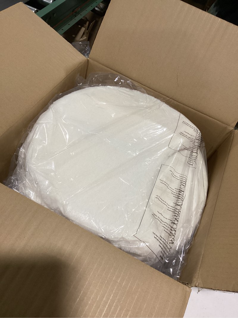 Condition photo showing New/Like New for greenstell vanity stool chair with storage and folding back, 15.7" x 15.7" x 19.5" faux fur soft ottoman for adults, 4 metal legs with anti-slip feet, furry padded seat for makeup, bedroom, white white 15.7"d x 15.7"w x 19.5"h